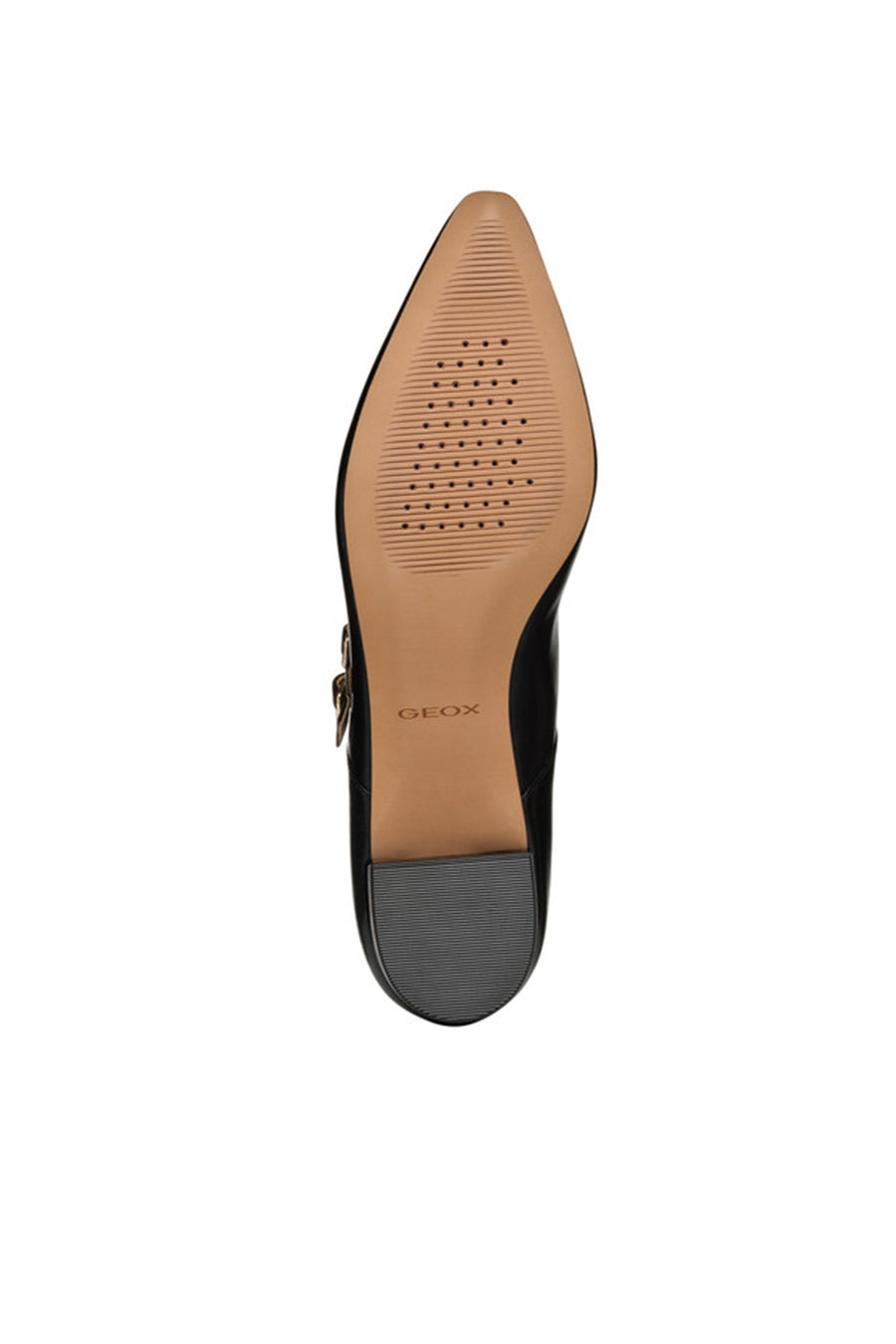 Geox Women Black Giselda15 Double Buckle Leather Ballet Flat