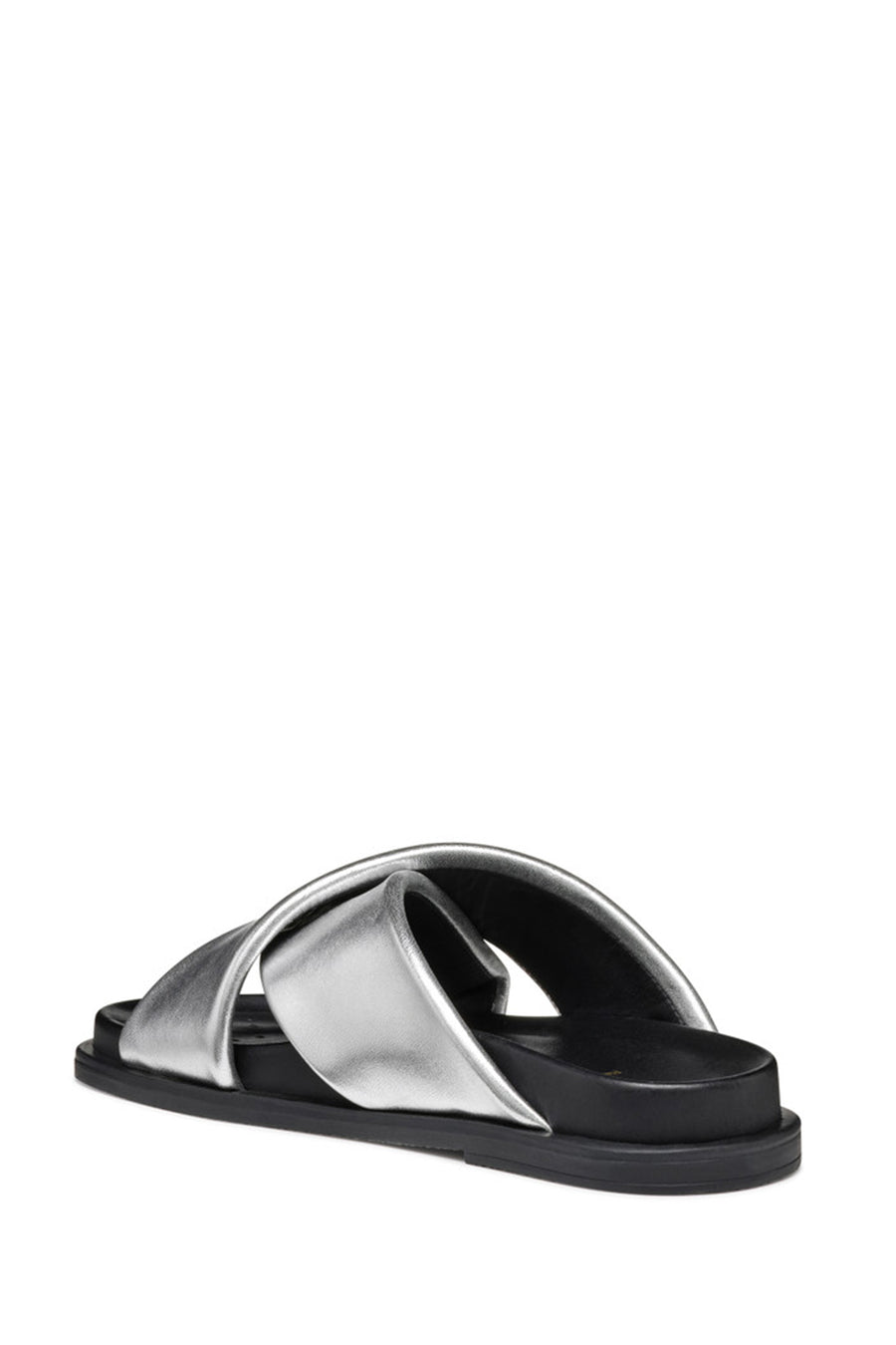 Geox Women Silver Adelash Metallic Leather Slippers