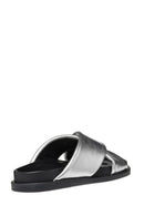 Geox Women Silver Adelash Metallic Leather Slippers | Derimod