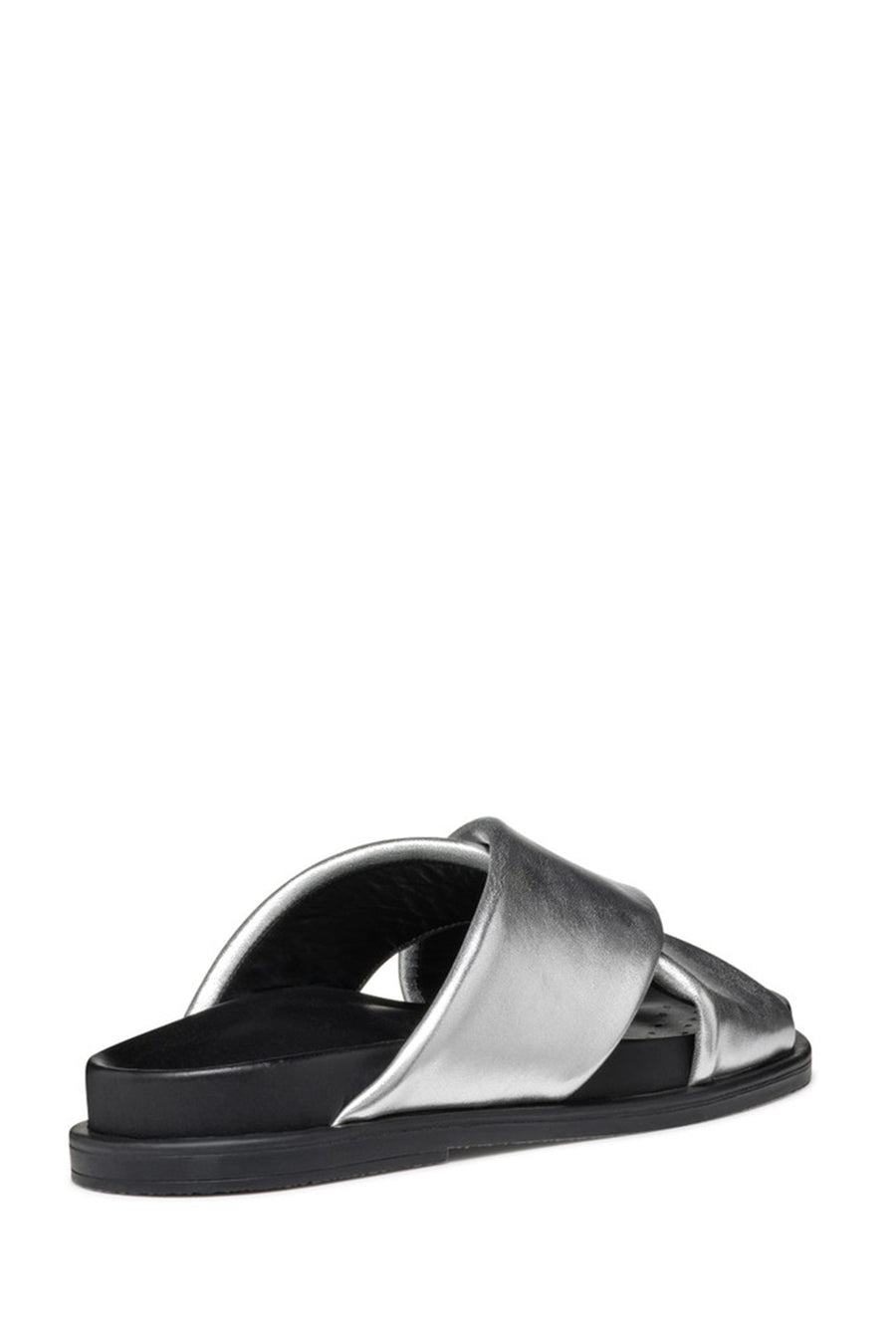 Geox Women Silver Adelash Metallic Leather Slippers