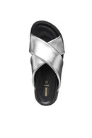 Geox Women Silver Adelash Metallic Leather Slippers | Derimod
