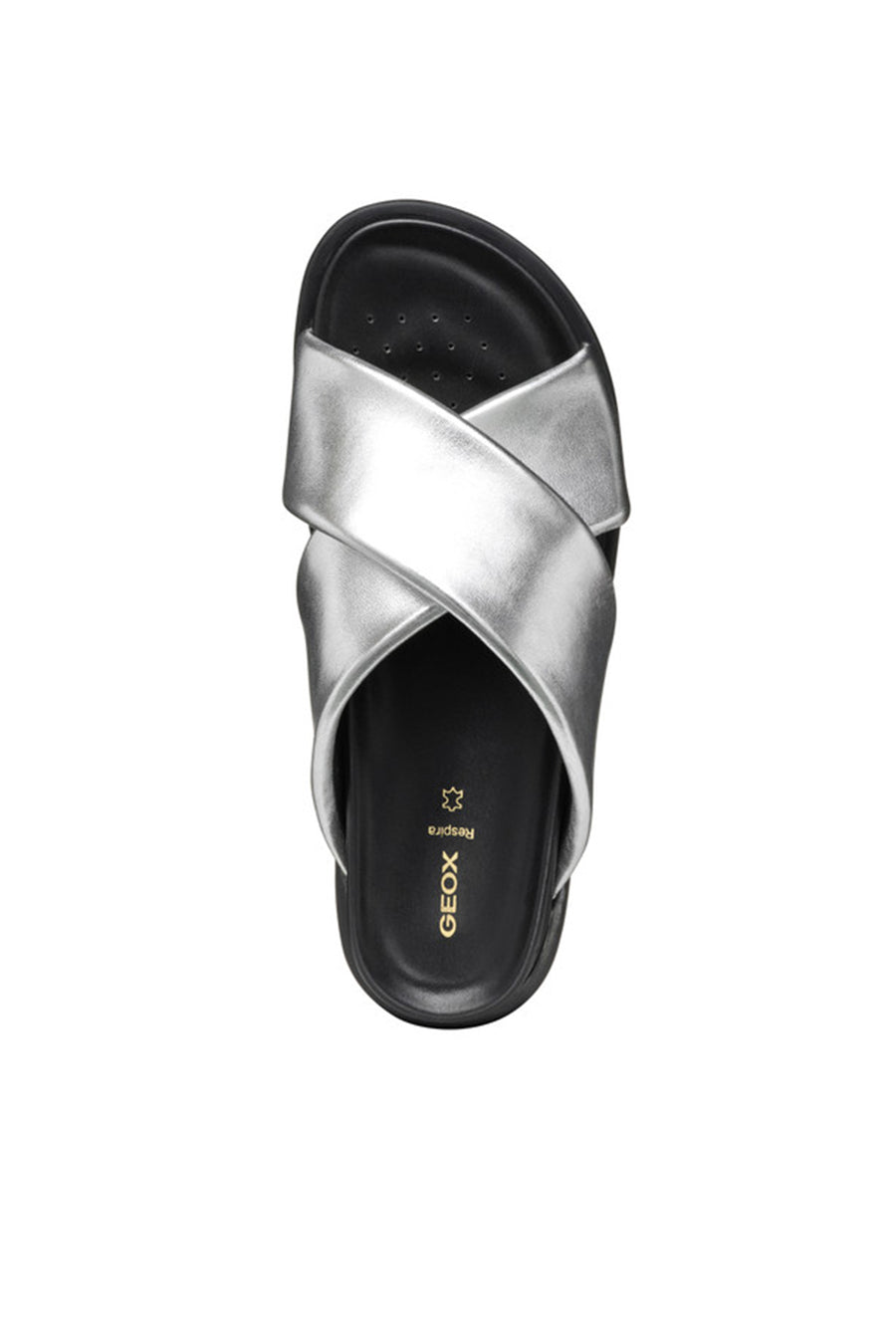 Geox Women Silver Adelash Metallic Leather Slippers