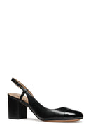 Geox Women Black Virnilisa 65 Open Back Thick Heel Leather Shoe | Derimod