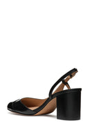 Geox Women Black Virnilisa 65 Open Back Thick Heel Leather Shoe | Derimod