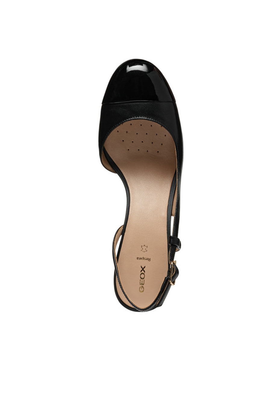 Geox Women Black Virnilisa 65 Open Back Thick Heel Leather Shoe