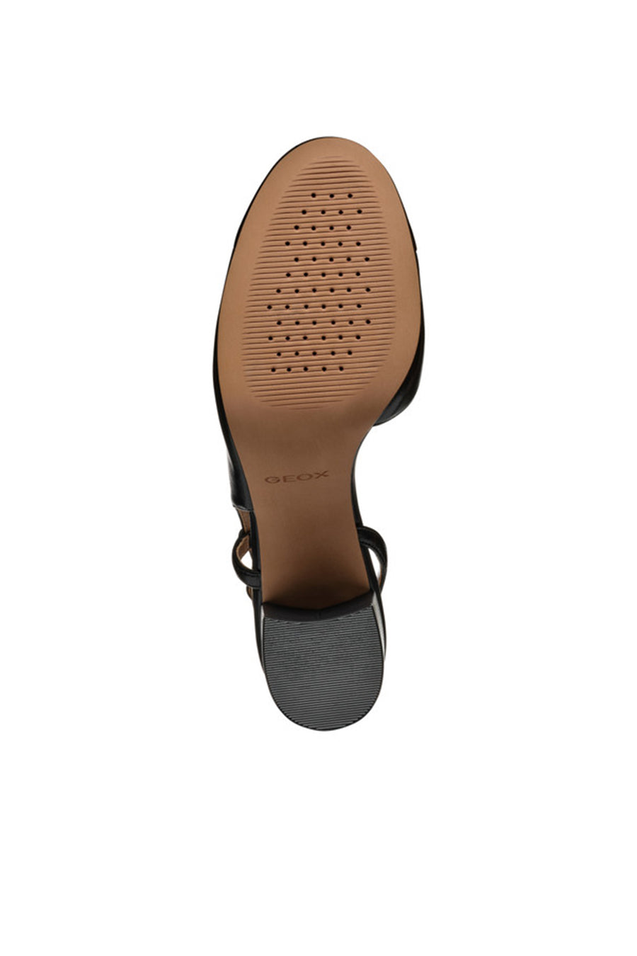 Geox Women Black Virnilisa 65 Open Back Thick Heel Leather Shoe