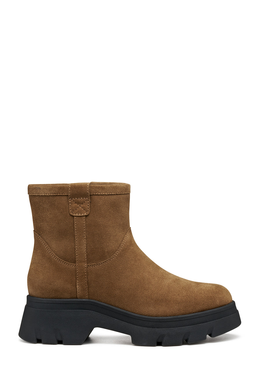 Geox Women Tan D Pluette Zippered Thick Sole Suede Leather Boots D565MA00022C6372 | Derimod