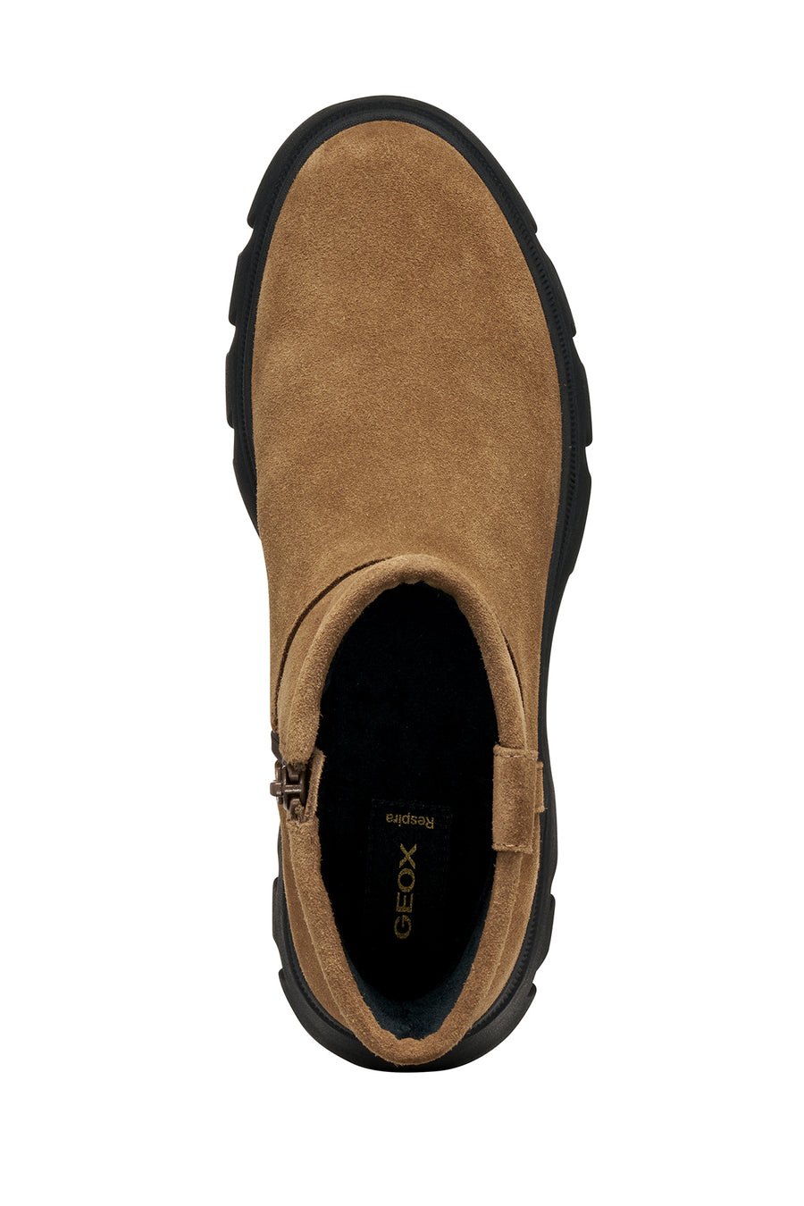 Geox Women Tan D Pluette Zippered Thick Sole Suede Leather Boots