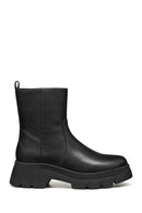 Geox Women Black D Pluette Zippered Thick Sole Leather Boot | Derimod
