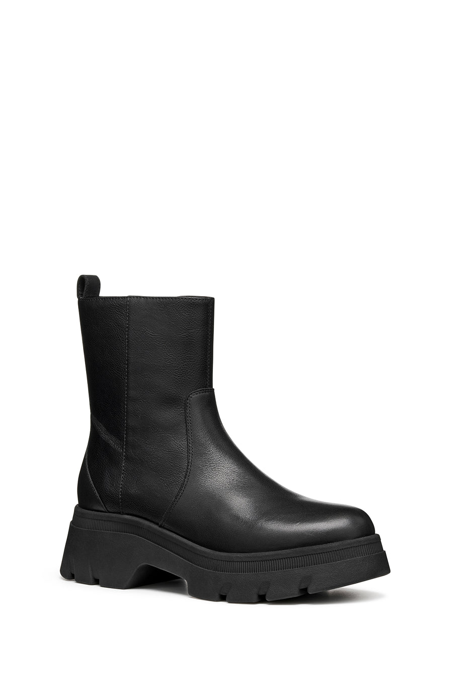 Geox Women Black D Pluette Zippered Thick Sole Leather Boot