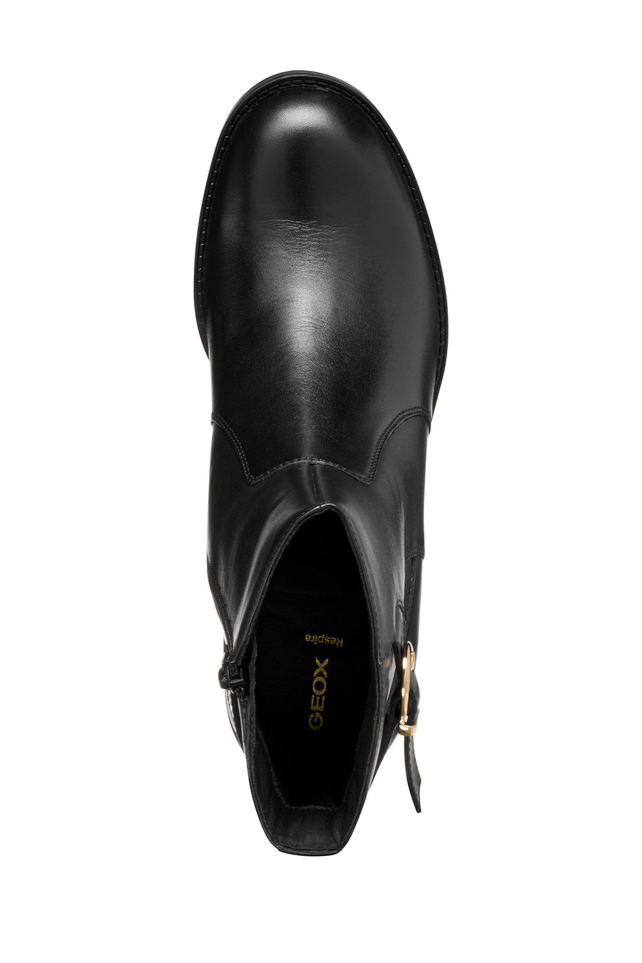 Geox Women Black D Serılda 60 A - Smo.Lea Buckled Zippered Heeled Leather Boot