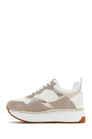Alberto Guardiani Women's Beige Gold Louise Thick Sole Leather Sneaker | Derimod