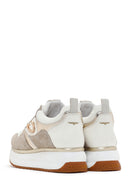 Alberto Guardiani Women's Beige Gold Louise Thick Sole Leather Sneaker | Derimod