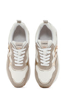 Alberto Guardiani Women's Beige Gold Louise Thick Sole Leather Sneaker | Derimod