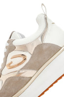 Alberto Guardiani Women's Beige Gold Louise Thick Sole Leather Sneaker | Derimod