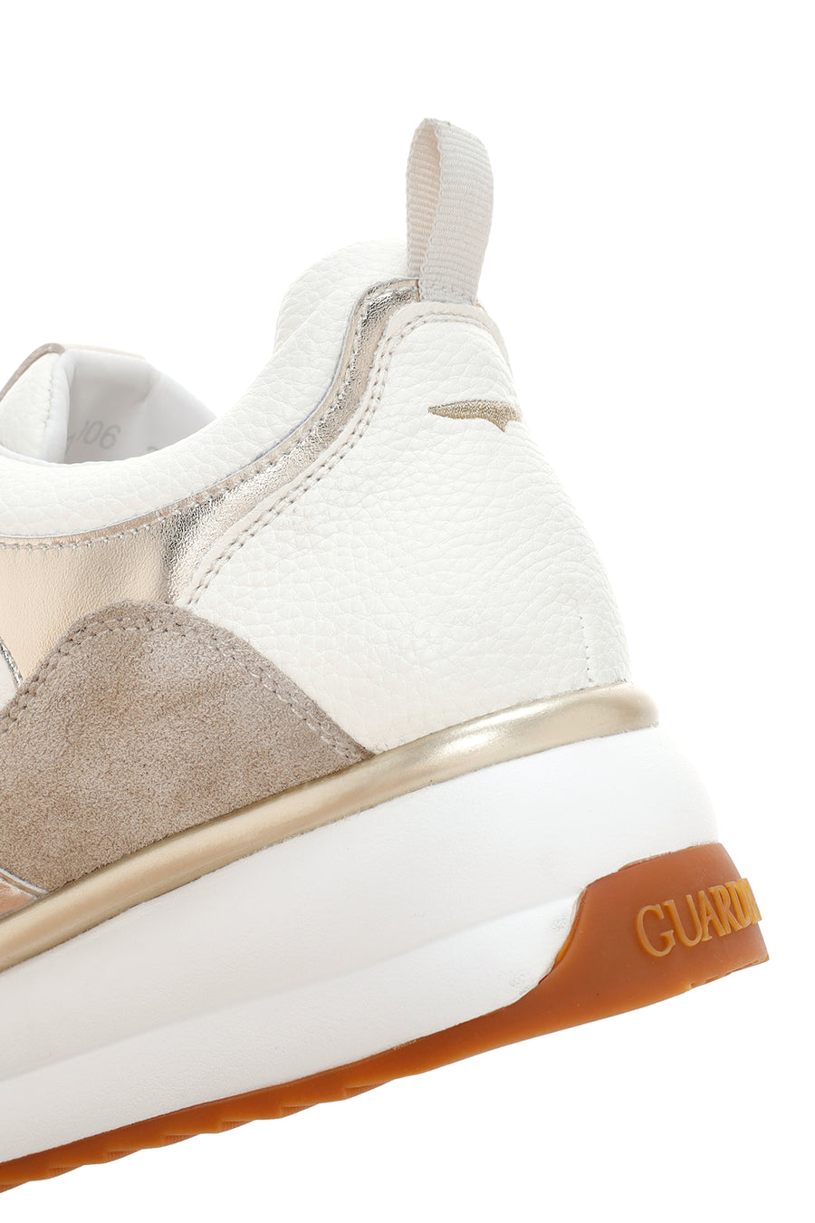 Alberto Guardiani Women's Beige Gold Louise Thick Sole Leather Sneaker