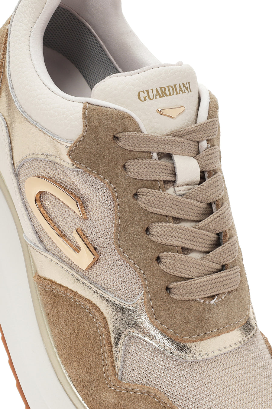 Alberto Guardiani Kadın Bej Louise Kalın Tabanlı Bağcıklı Deri Sneaker