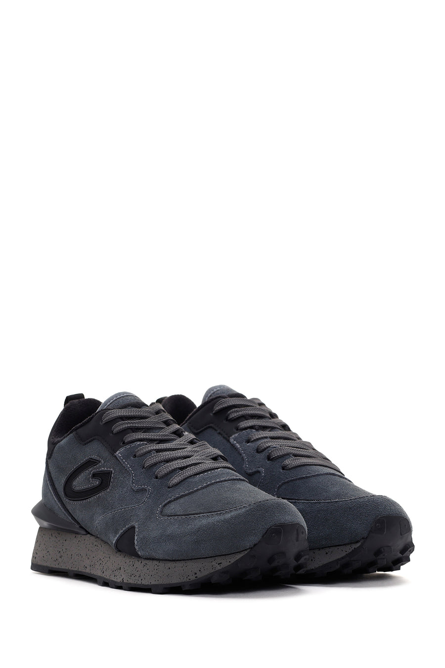 Alberto Guardiani Men's Dark Gray Wen Thick Soled Suede Leather Sneaker