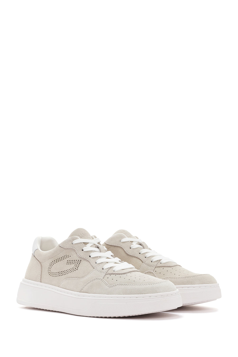 Alberto Guardiani Men's Beige New Era Lace-Up Leather Sneakers