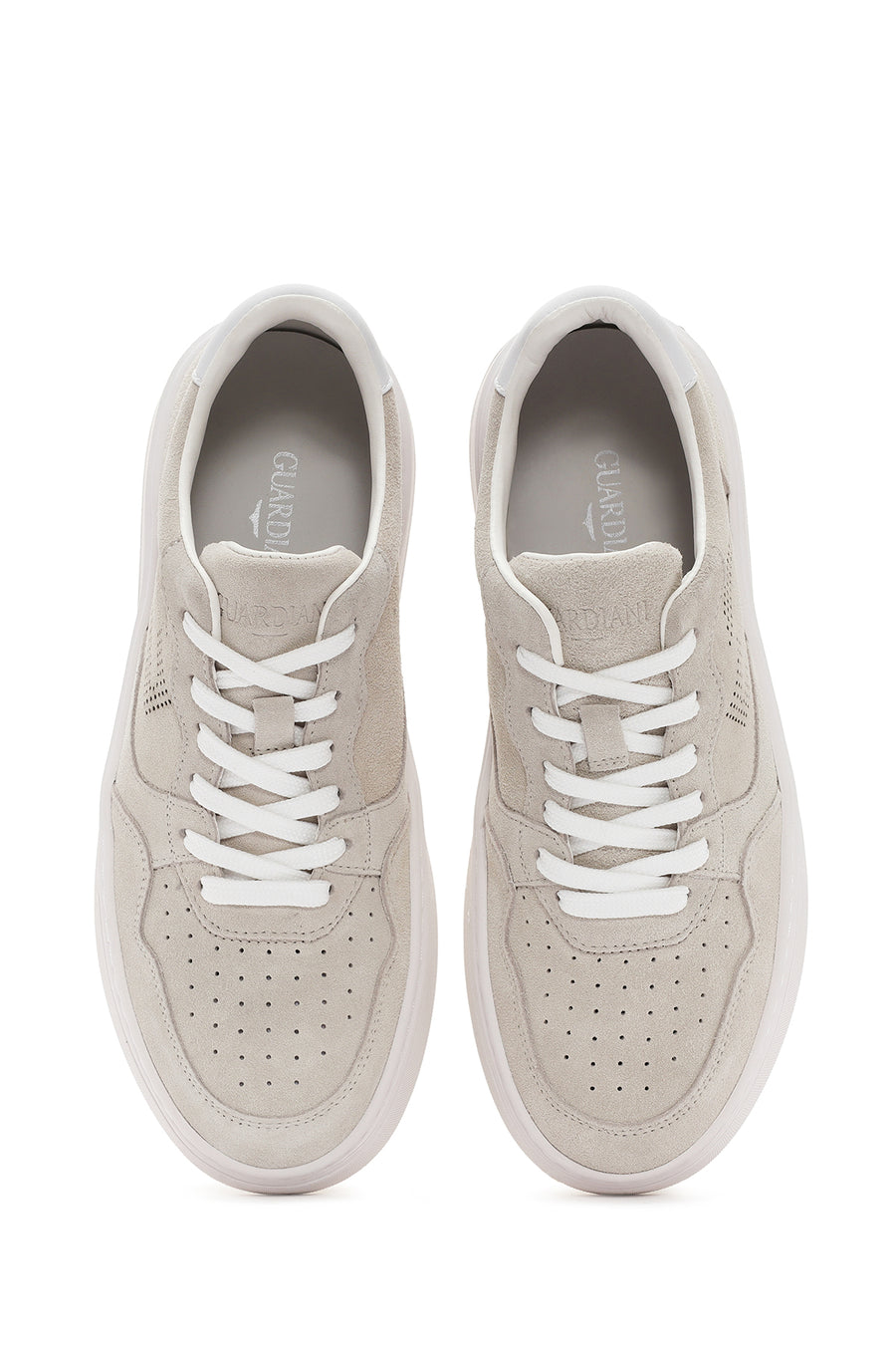 Alberto Guardiani Men's Beige New Era Lace-Up Leather Sneakers