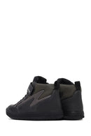 Geox Boys Black Arzach High Lace-Up Strapped Leather Boots | Derimod