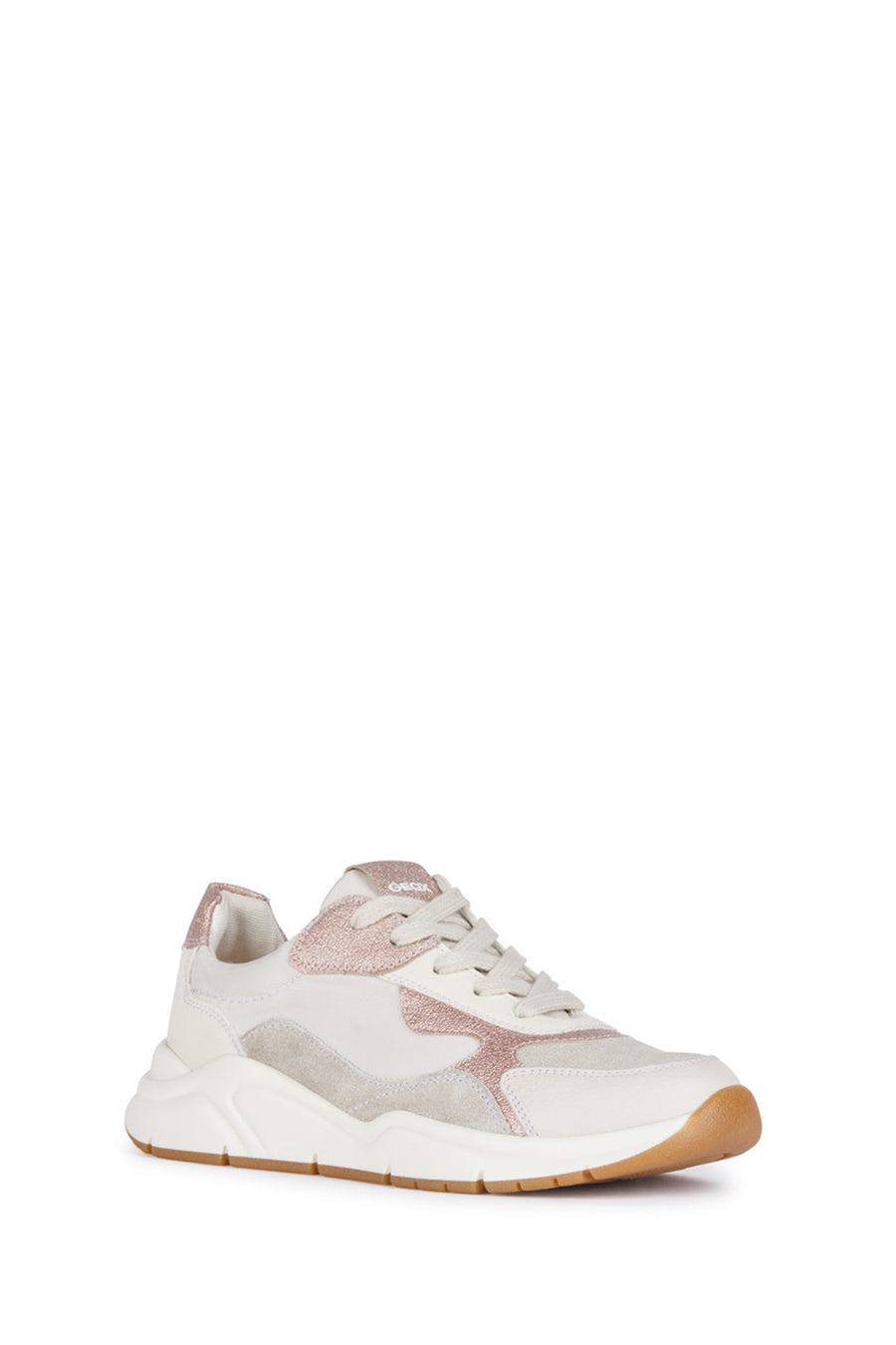 Geox Girls White Mawazy Lace-Up Sneaker