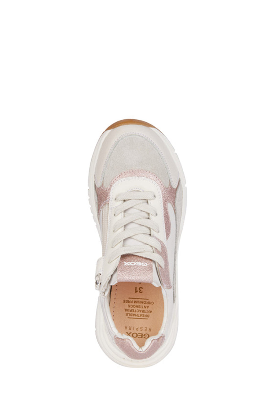 Geox Girls White Mawazy Lace-Up Sneaker