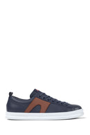 Camper Men's Navy Blue Runner Lace-up Leather Sneaker | Derimod
