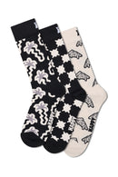 Happy Socks Male Black Patterned 3-Pack Cotton Sock Set | Derimod