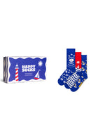 Happy Socks Woman Blue Beach-Themed Cotton 3-Pack Sock Set | Derimod
