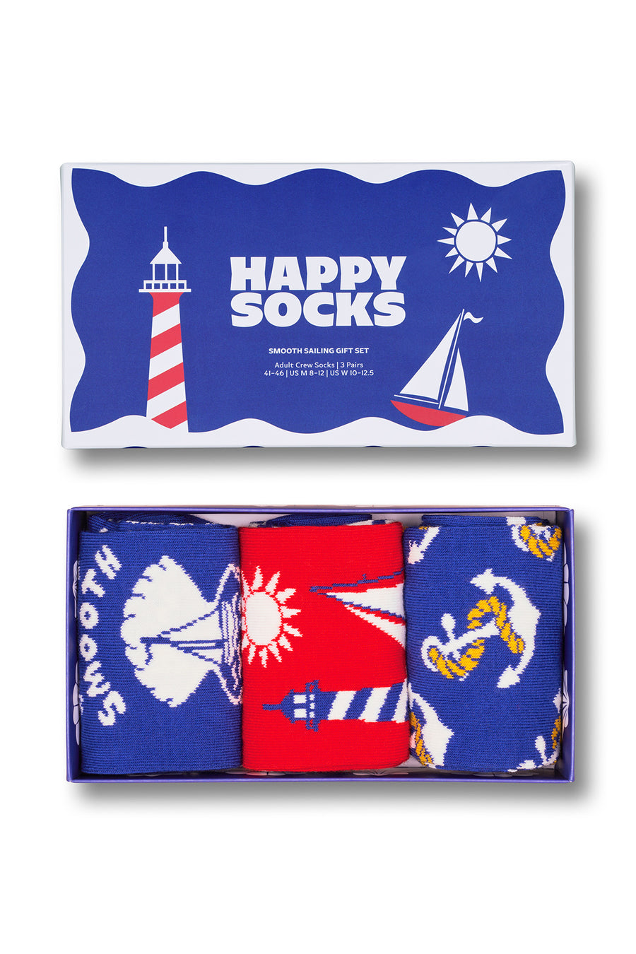Happy Socks Woman Blue Beach-Themed Cotton 3-Pack Sock Set