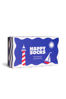 Happy Socks Woman Blue Beach-Themed Cotton 3-Pack Sock Set | Derimod
