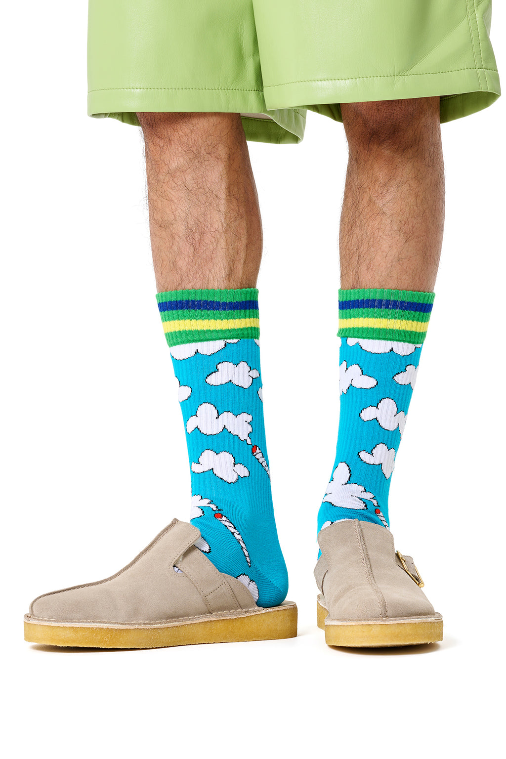 Happy Socks Erkek Mavi Bulut Desenli Pamuklu Çorap