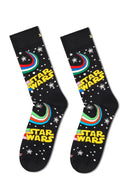 Happy Socks Male Black Star Wars Patterned Cotton Socks | Derimod