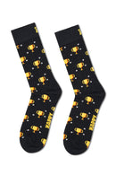 Happy Socks Male Black Mug Patterned Cotton Socks | Derimod