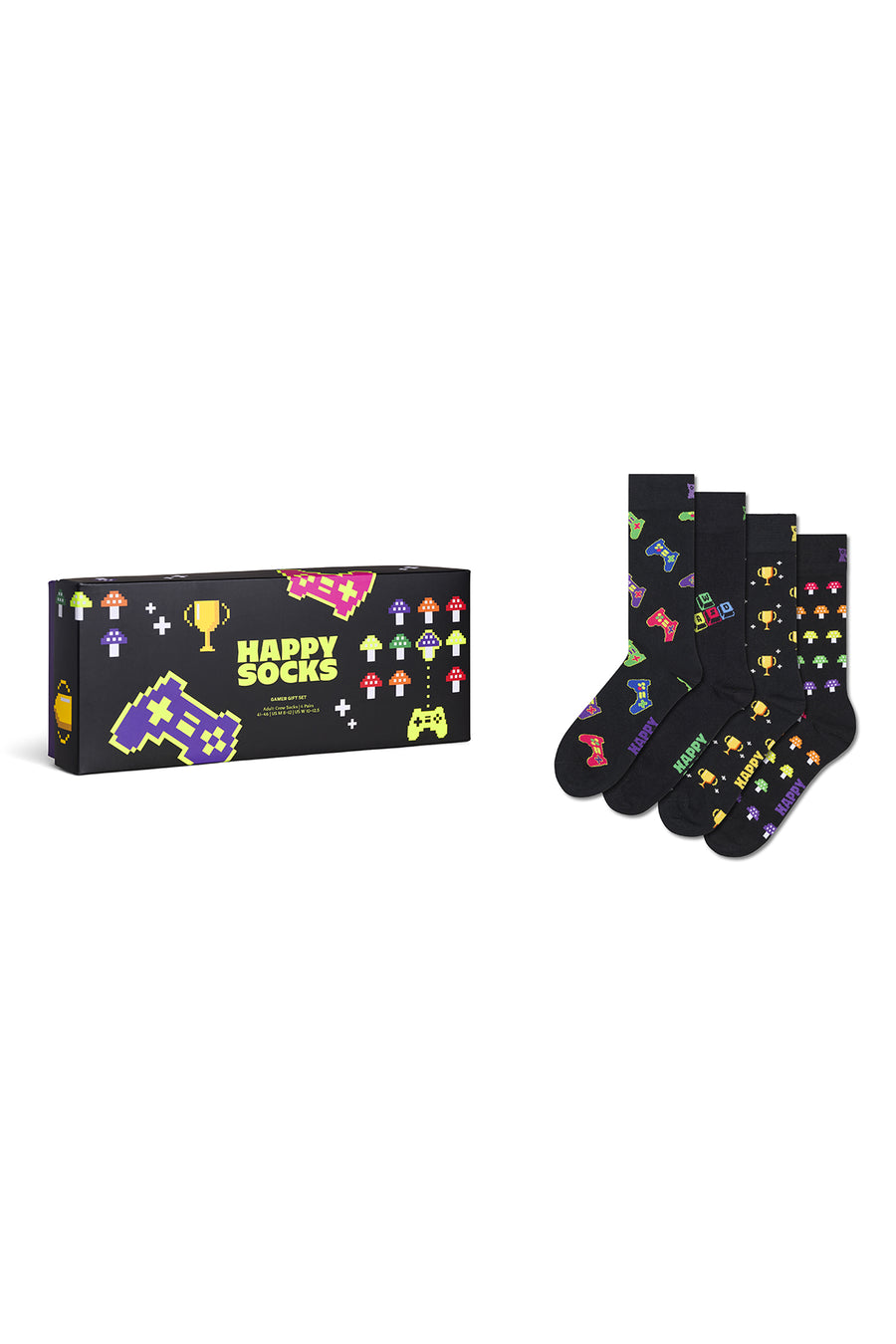 Happy Socks Erkek Siyah Oyuncu Temalı Pamuklu 4’lü Çorap Seti P003368 | Derimod