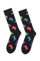Happy Socks Erkek Siyah Oyuncu Temalı Pamuklu 4’lü Çorap Seti | Derimod