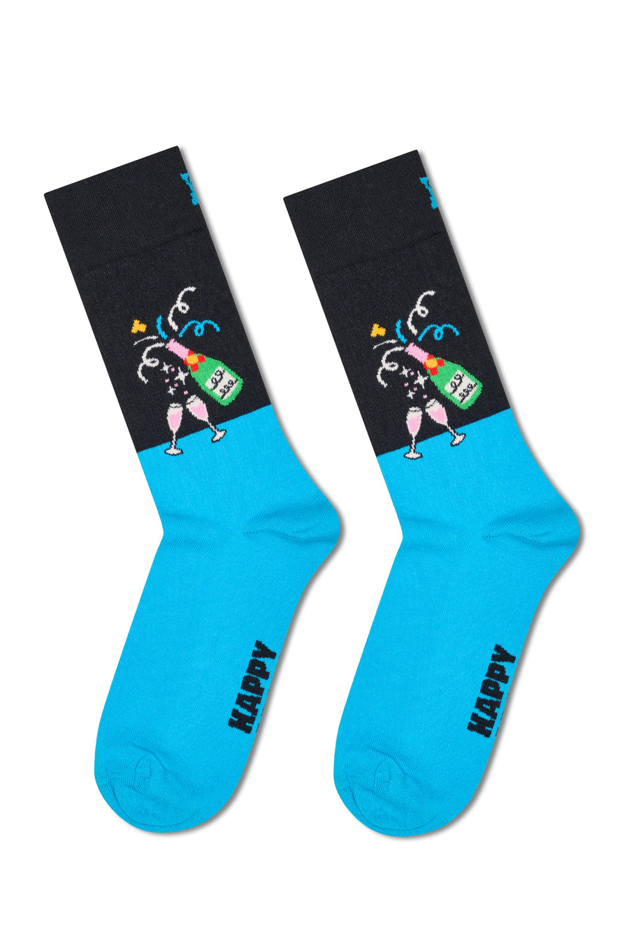 Happy Socks Erkek Siyah Kutlama Desenli 3’lü Pamuklu Çorap Seti