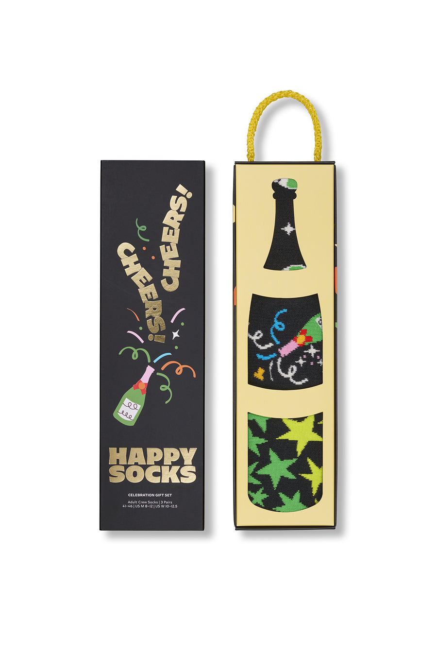 Happy Socks Erkek Siyah Kutlama Desenli 3’lü Pamuklu Çorap Seti