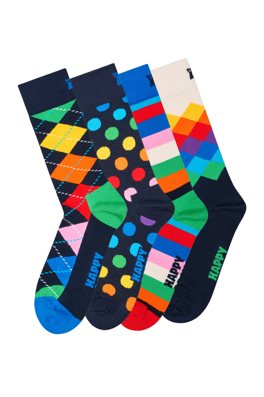 Happy Socks Erkek Çok Renkli Desenli Pamuklu 4'lü Çorap Seti