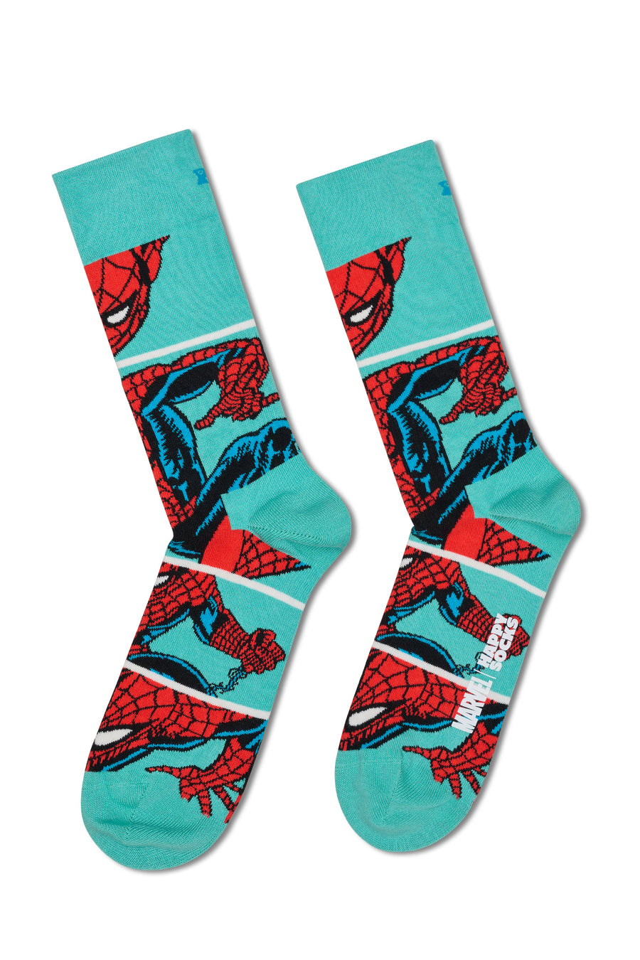 Happy Socks Erkek Mavi Spıder-Man Desenli Pamuklu Çorap P003610 | Derimod
