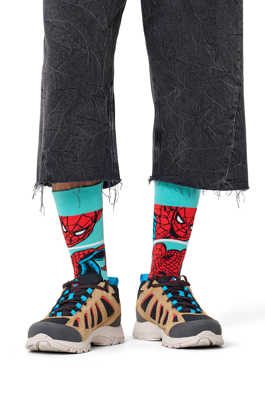 Happy Socks Erkek Mavi Spıder-Man Desenli Pamuklu Çorap