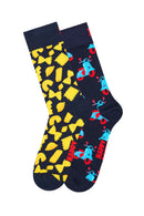Happy Socks Erkek Lacivert Desenli Pamuklu 2'li Çorap Seti | Derimod