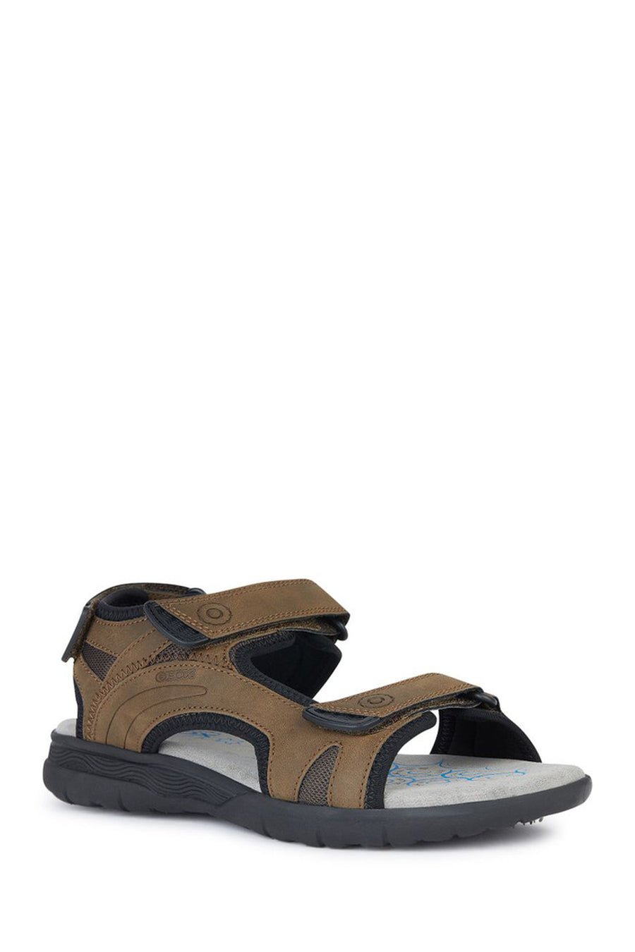 Geox Men's Brown Spherica Ec5 Ankle Strap Suede Leather Sandals
