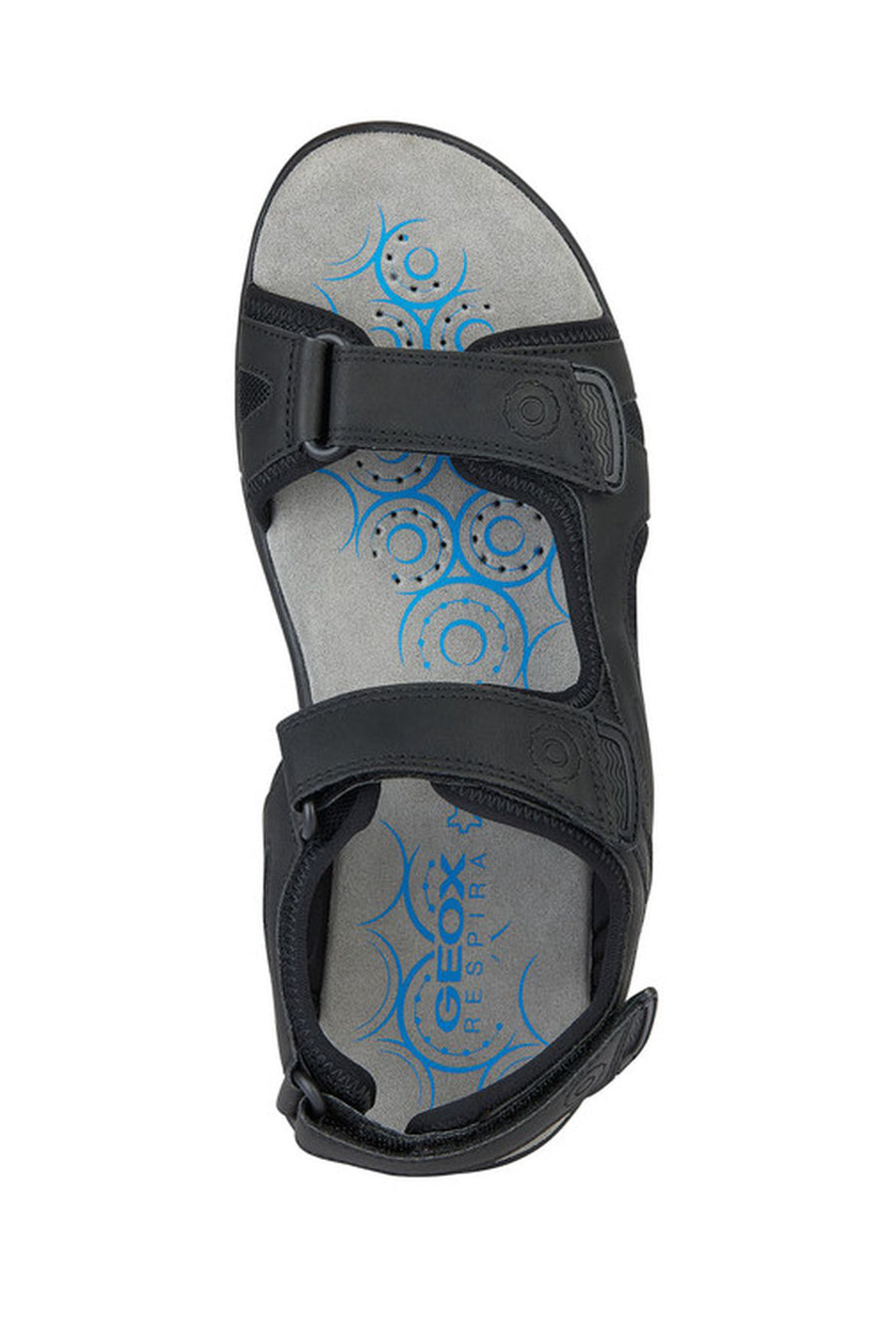 Geox Men's Black Spherica Ec5 Ankle Strap Suede Leather Sandals