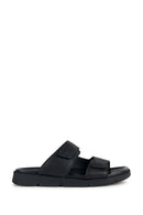 Geox Men's Black Xand Leather Slippers | Derimod