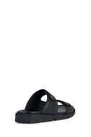Geox Men's Black Xand Leather Slippers | Derimod
