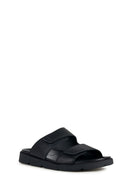 Geox Men's Black Xand Leather Slippers | Derimod