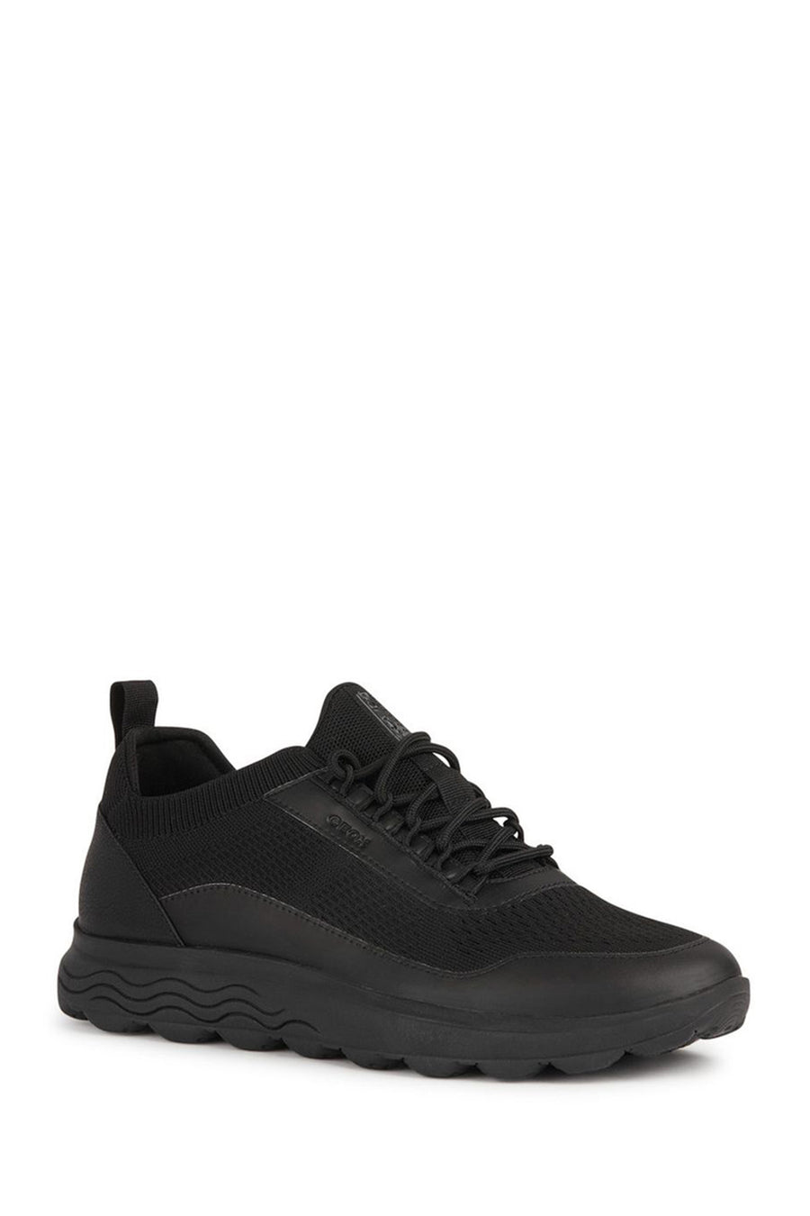 Geox Men's Black Spherica Lace-up Fabric Sneaker