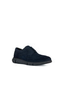 Geox Men's Navy Blue Adacter Lace-Up Nubuck Leather Casual Shoes | Derimod